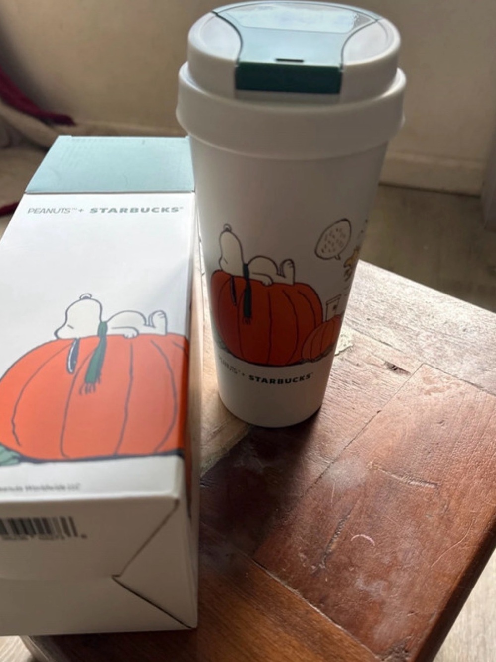 Starbucks Peanuts Snoopy Pumpkin Tumbler - White, Orange & Green
